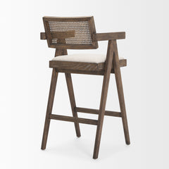 Indie Medium Brown Wood with Cane Bar Stool