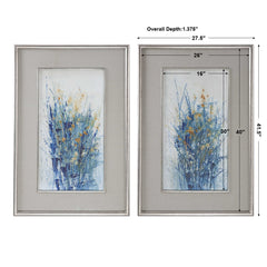 Indigo Florals Multicolor Framed Art (Set of 2) - Ornate Home