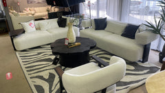 Indigo White & Black Oak Living Room Set / 3pc - Ornate Home