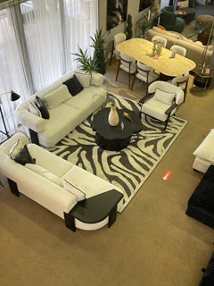 Indigo White & Black Oak Living Room Set / 3pc - Ornate Home