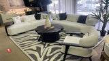 Indigo White & Black Oak Sofa w/ Attached Side Table - Ornate Home