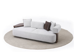 Indigo White & Walnut Living Room Set / 3pc - Ornate Home