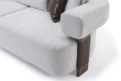 Indigo White & Walnut Living Room Set / 3pc - Ornate Home