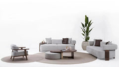 Indigo White & Walnut Living Room Set / 3pc - Ornate Home