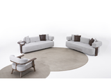 Indigo White & Walnut Living Room Set / 3pc - Ornate Home