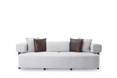 Indigo White & Walnut Living Room Set / 3pc - Ornate Home