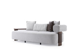 Indigo White & Walnut Living Room Set / 3pc - Ornate Home