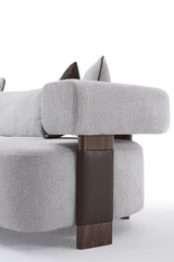 Indigo White & Walnut Living Room Set / 3pc - Ornate Home