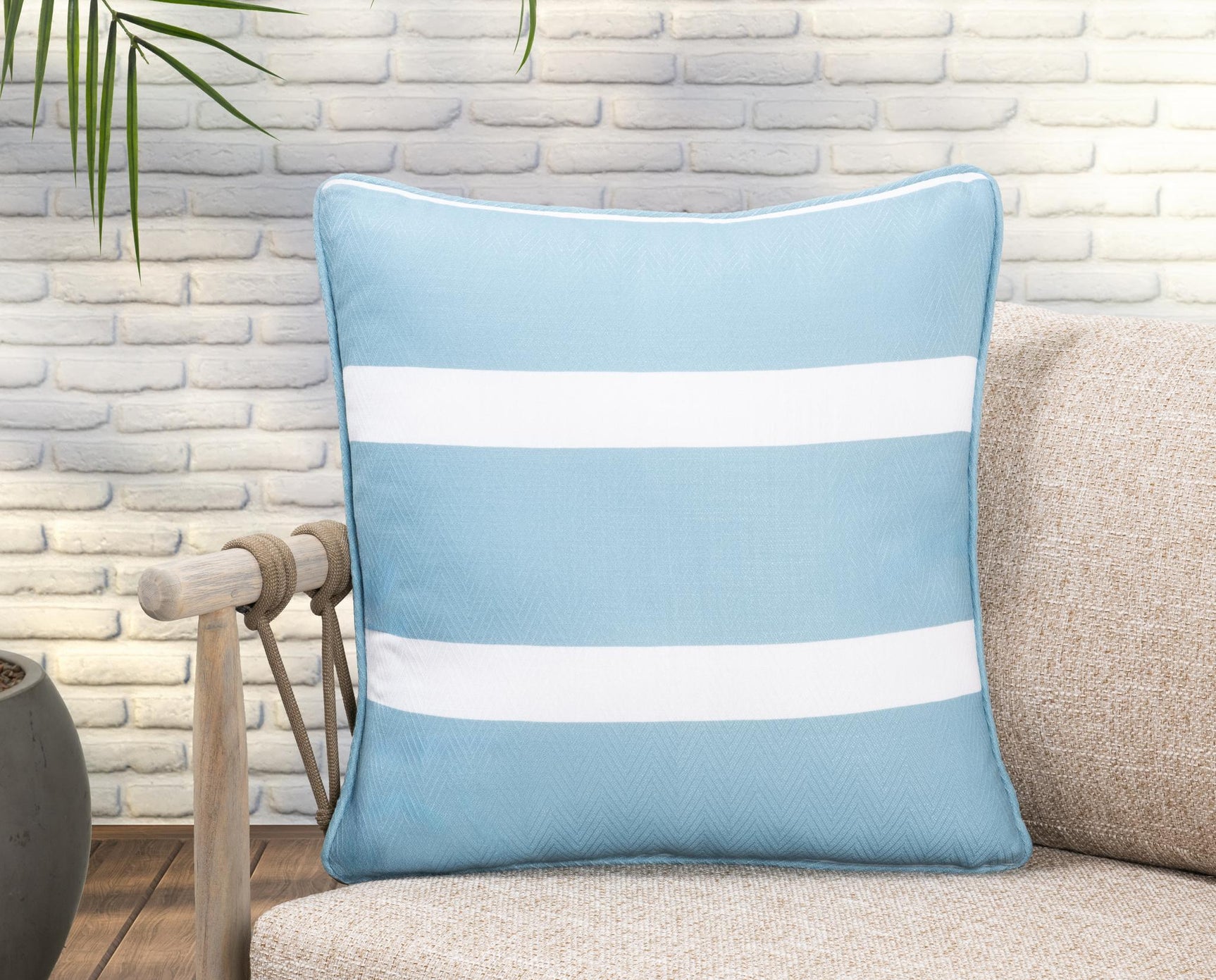 Indoor/Outdoor Hall Blue Throw Pillow (Set of 2) - Ornate Home