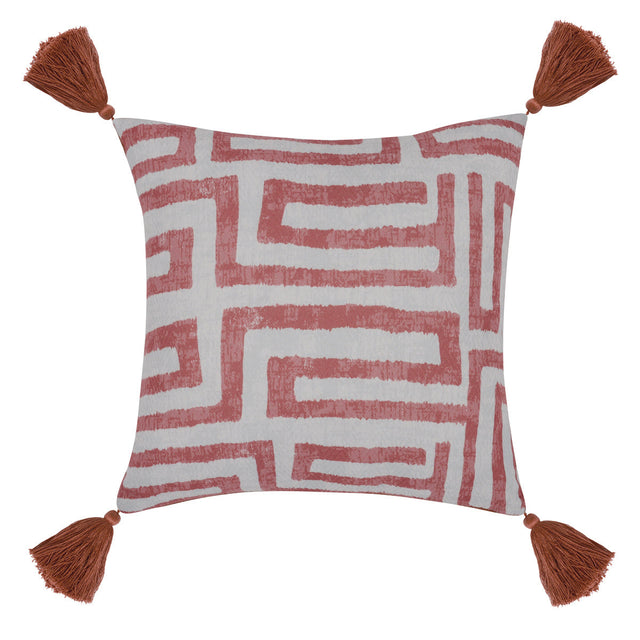 Indoor/Outdoor Karo Red Clay Throw Pillow (Set of 2) - Ornate Home