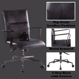 Indra Onyx Black Top Grain Leather Office Chair - Ornate Home