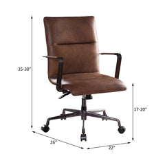 Indra Vintage Chocolate Top Grain Leather Office Chair - Ornate Home
