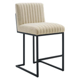 Indulge Beige Channel Tufted Fabric Counter Stool - Ornate Home