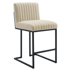 Indulge Beige Channel Tufted Fabric Counter Stool - Ornate Home
