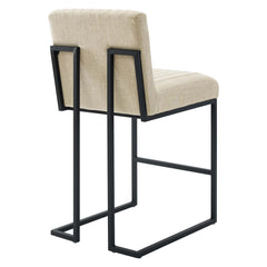 Indulge Beige Channel Tufted Fabric Counter Stool - Ornate Home
