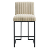 Indulge Beige Channel Tufted Fabric Counter Stool - Ornate Home