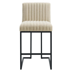 Indulge Beige Channel Tufted Fabric Counter Stool - Ornate Home