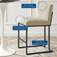 Indulge Beige Channel Tufted Fabric Counter Stool - Ornate Home