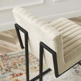 Indulge Beige Channel Tufted Fabric Counter Stool - Ornate Home