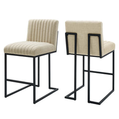 Indulge Beige Channel Tufted Fabric Counter Stools (Set of 2) - Ornate Home