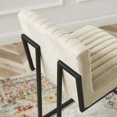 Indulge Beige Channel Tufted Fabric Counter Stools (Set of 2) - Ornate Home