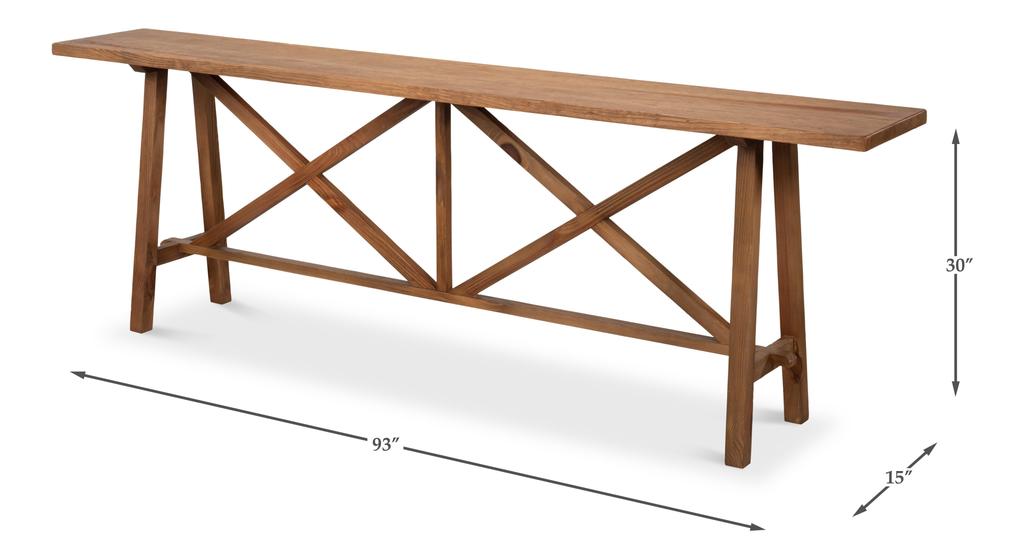 Industrial Classic Natural Double X Base Sofa Table - Ornate Home