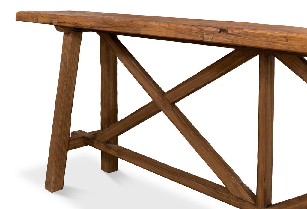 Industrial Classic Tan Double X Base Sofa Table - Ornate Home