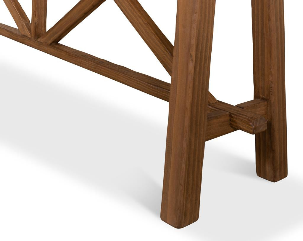 Industrial Classic Tan Double X Base Sofa Table - Ornate Home