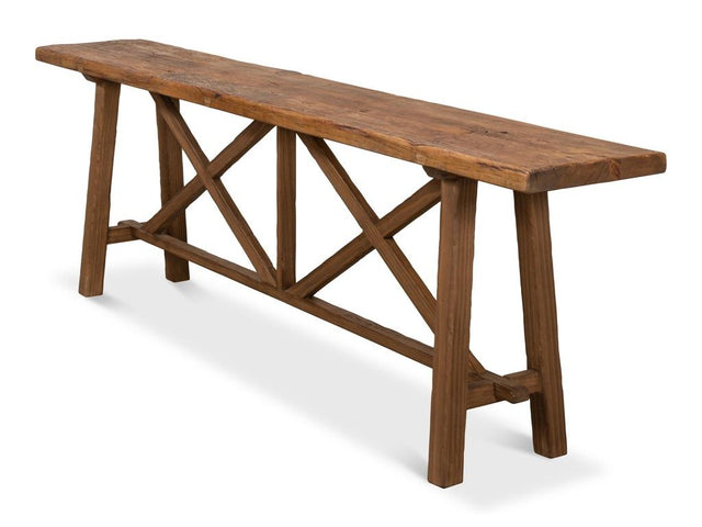 Industrial Classic Tan Double X Base Sofa Table - Ornate Home