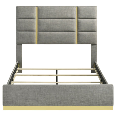Ines Grey 52-inch Fabric Upholstered Eastern King Panel Bed - Ornate Home