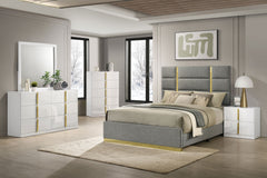 Ines Grey 52-inch Fabric Upholstered Eastern King Panel Bed - Ornate Home