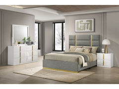 Ines Grey/White High Gloss 4-piece Eastern King Bedroom Set - Ornate Home