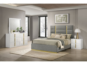 Ines Grey/White High Gloss 4-piece Eastern King Bedroom Set - Ornate Home