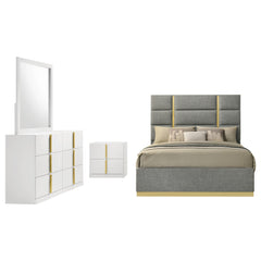 Ines Grey/White High Gloss 4-piece Eastern King Bedroom Set - Ornate Home