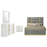 Ines Grey/White High Gloss 4-piece Queen Bedroom Set - Ornate Home