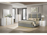 Ines Grey/White High Gloss 5-piece Eastern King Bedroom Set - Ornate Home