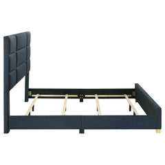 Ines Navy 52-inch Fabric Upholstered Queen Panel Bed - Ornate Home