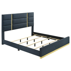 Ines Navy/White High Gloss 4-piece Eastern King Bedroom Set - Ornate Home