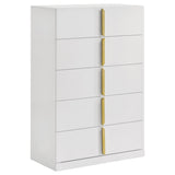 Ines Navy/White High Gloss 5-piece Queen Bedroom Set - Ornate Home