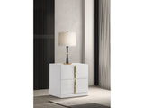 Ines White High Gloss 2-drawer Nightstand Bedside Table - Ornate Home