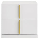 Ines White High Gloss 2-drawer Nightstand Bedside Table - Ornate Home