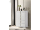 Ines White High Gloss 5-drawer Bedroom Chest of Drawers - Ornate Home