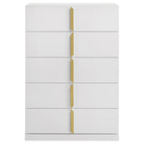 Ines White High Gloss 5-drawer Bedroom Chest of Drawers - Ornate Home