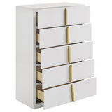 Ines White High Gloss 5-drawer Bedroom Chest of Drawers - Ornate Home