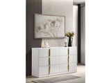 Ines White High Gloss 6-drawer Bedroom Dresser Cabinet - Ornate Home