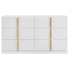 Ines White High Gloss 6-drawer Bedroom Dresser Cabinet - Ornate Home