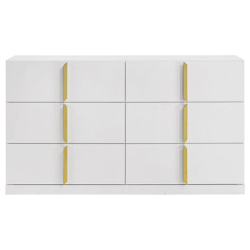 Ines White High Gloss 6-drawer Bedroom Dresser Cabinet - Ornate Home