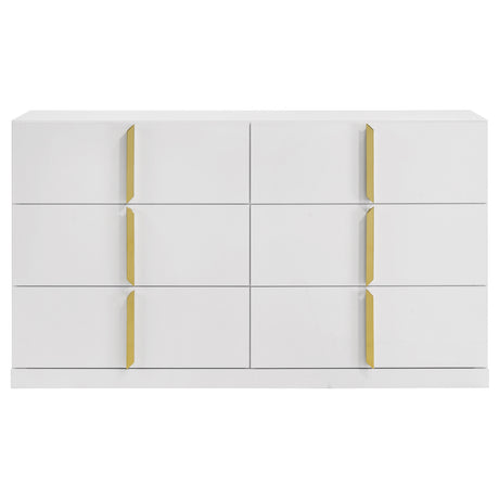 Ines White High Gloss 6-drawer Bedroom Dresser Cabinet - Ornate Home