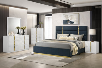 Ines White High Gloss 6-drawer Bedroom Dresser Cabinet - Ornate Home