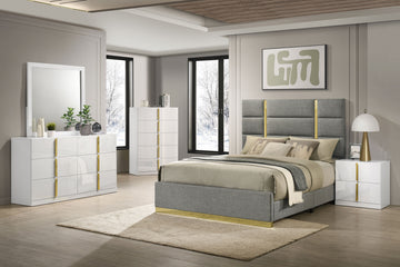 Ines White High Gloss 6-drawer Bedroom Dresser Cabinet - Ornate Home